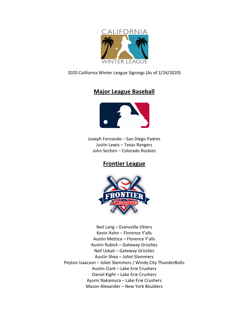 Major League Baseball Frontier League