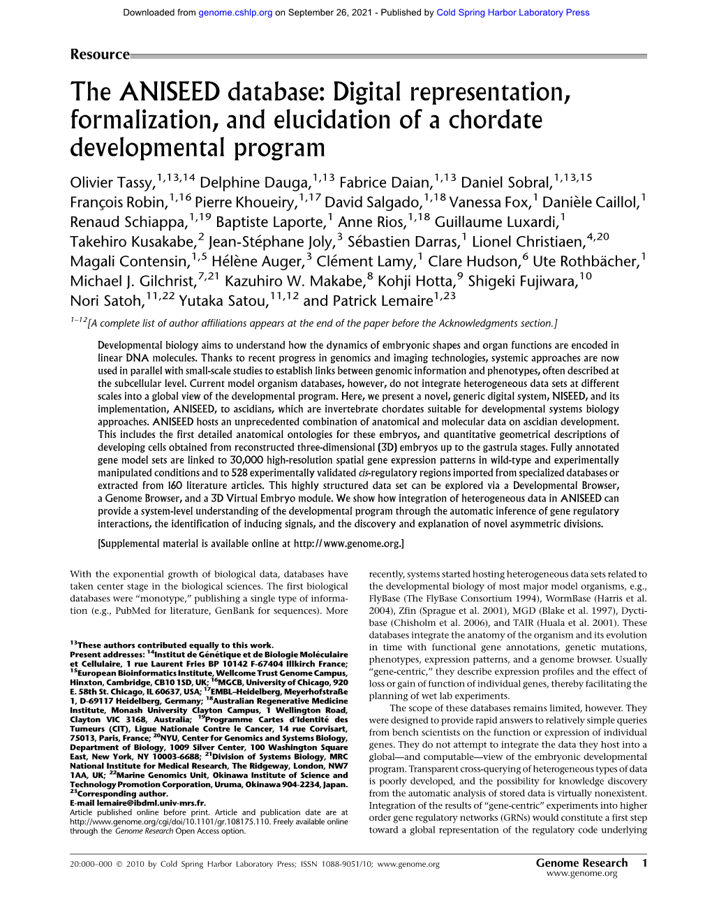 Digital Representation, Formalization, and Elucidation of a Chordate Developmental Program