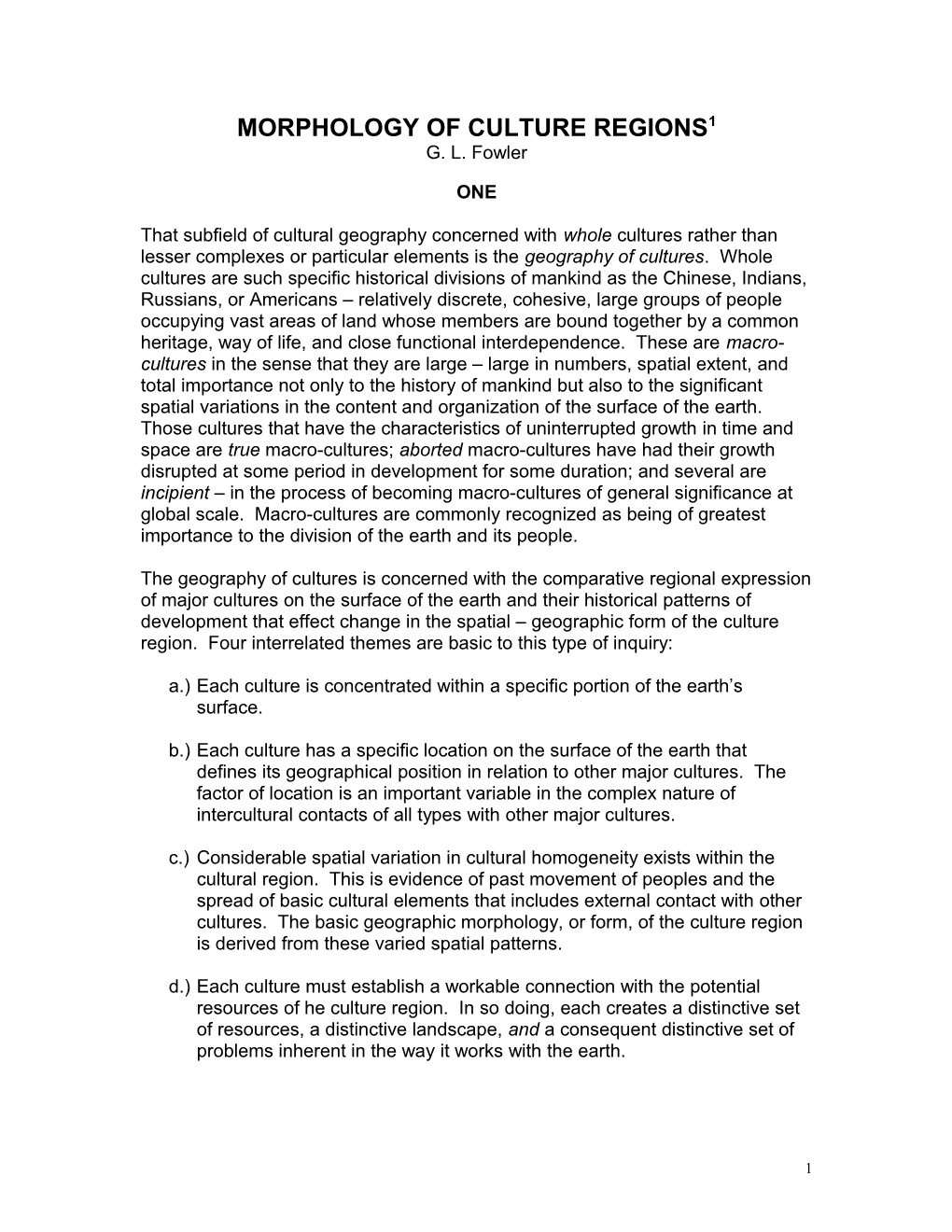 Morphology of Culture Regions1