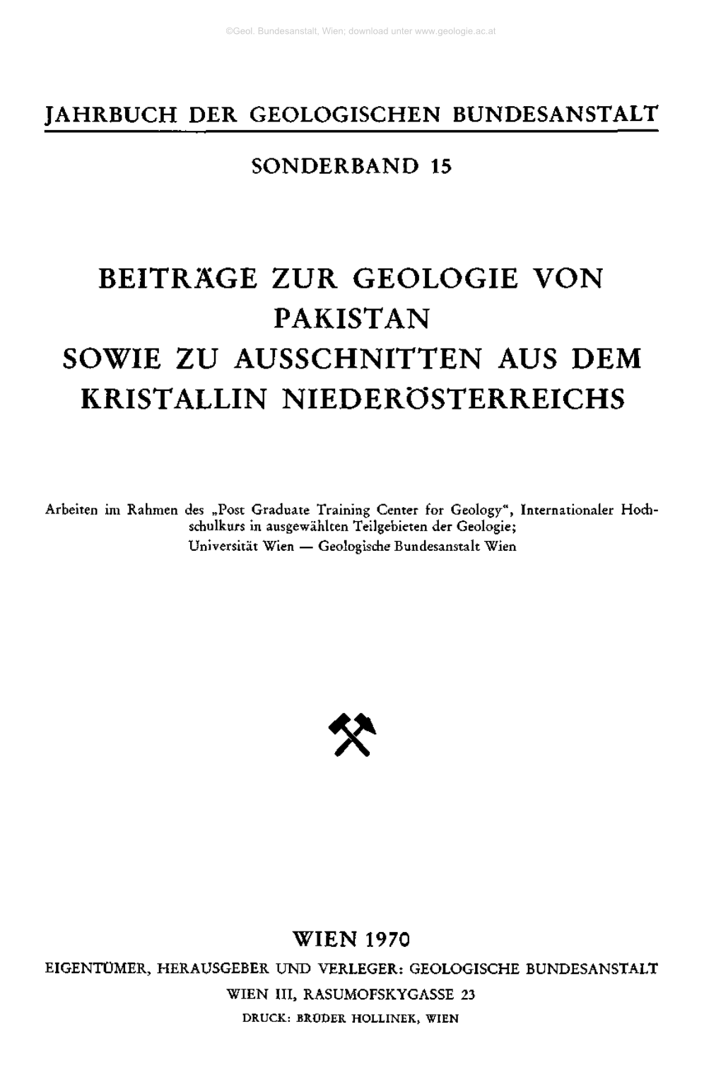 Beiträge Zur Geologie Von Pakistan Sowie Zu Ausschnitten Aus Dem Kristallin Niederösterreichs