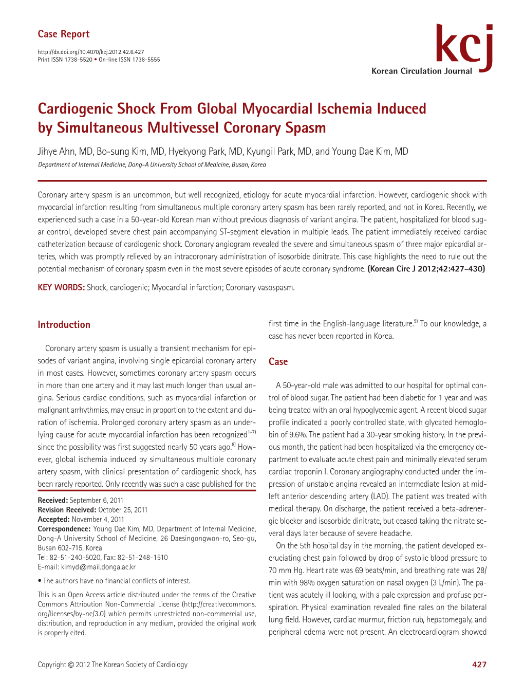 Cardiogenic Shock from Global Myocardial Ischemia Induced By