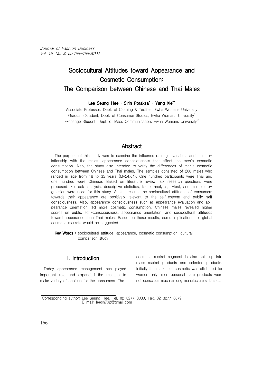 Sociocultural Attitudes Toward Appearance and Cosmetic Consumption: the Comparison Between Chinese and Thai Males