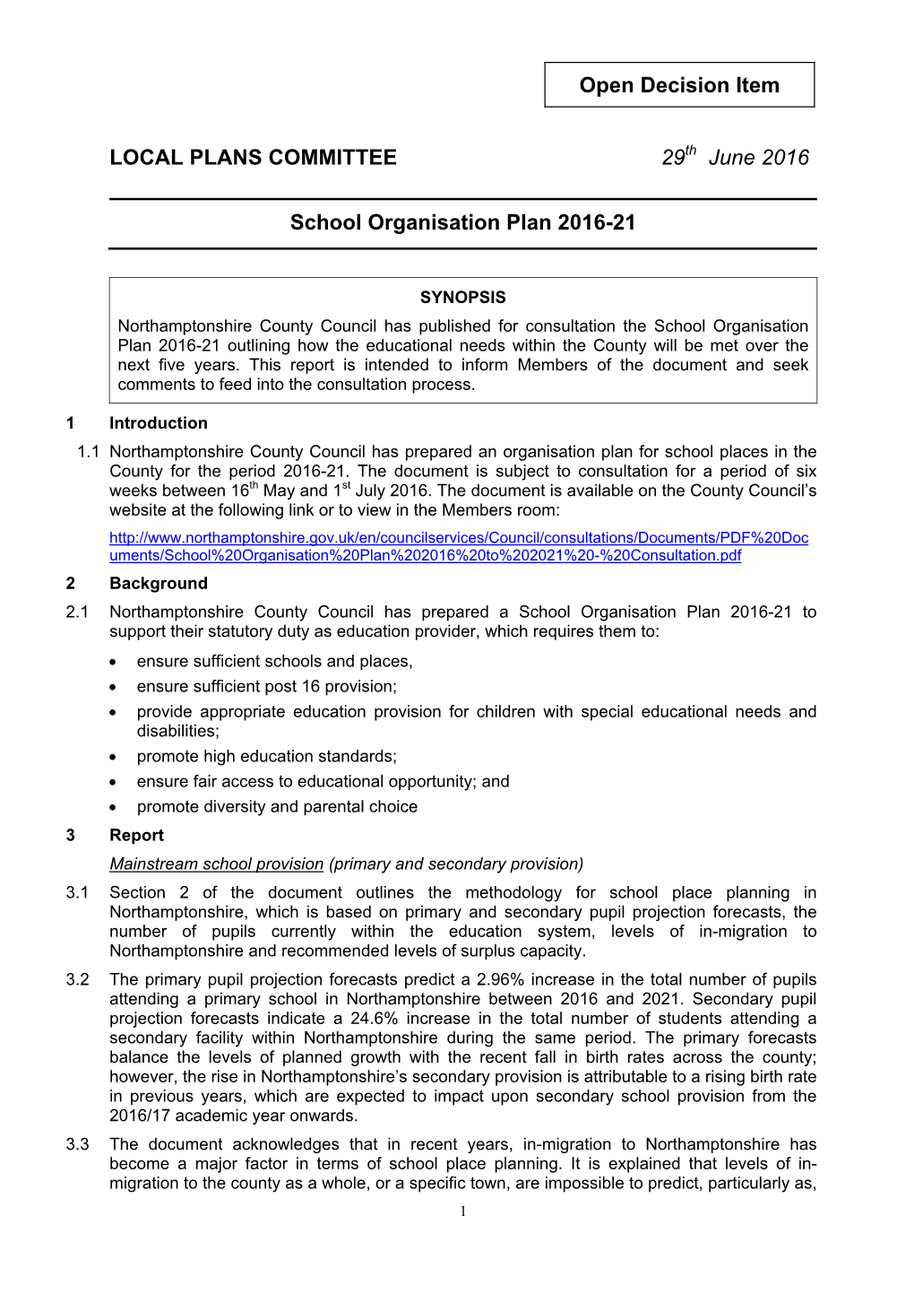 School Organisation Plan 2016-21.Pdf