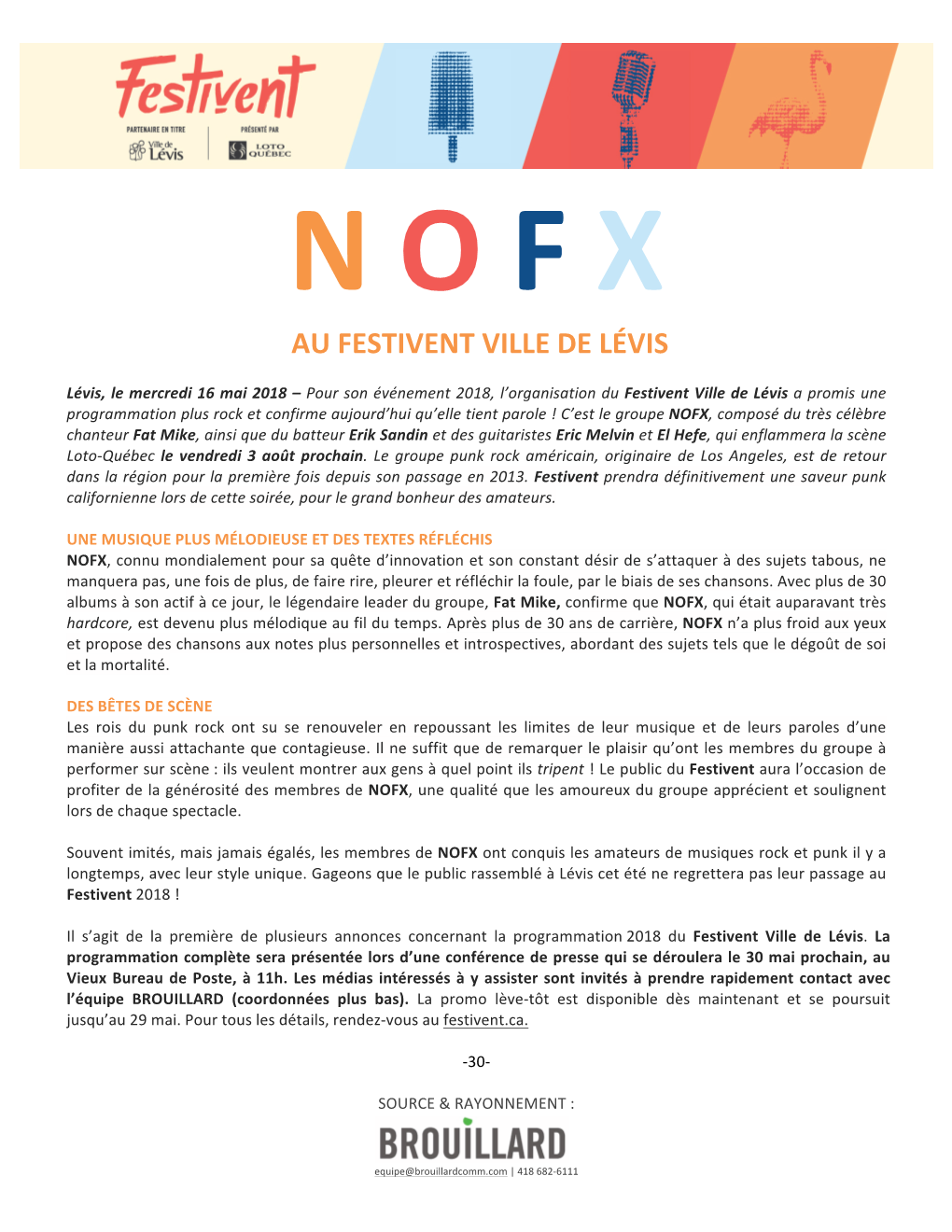 N O F X Au Festivent Ville De Lévis