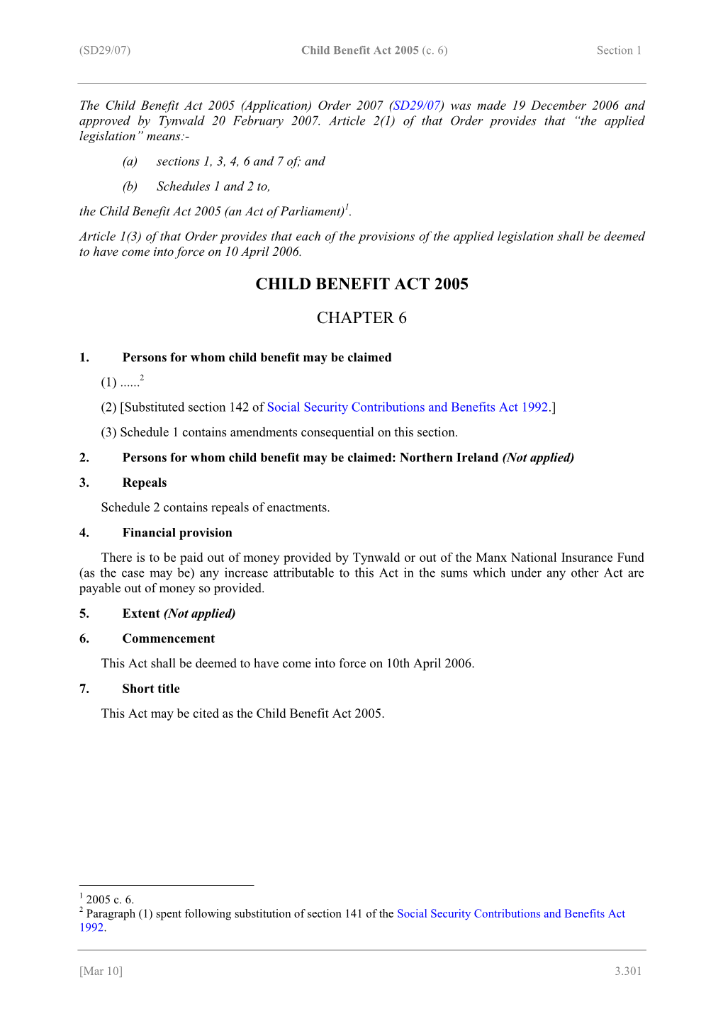 Child Benefit Act 2005 (C