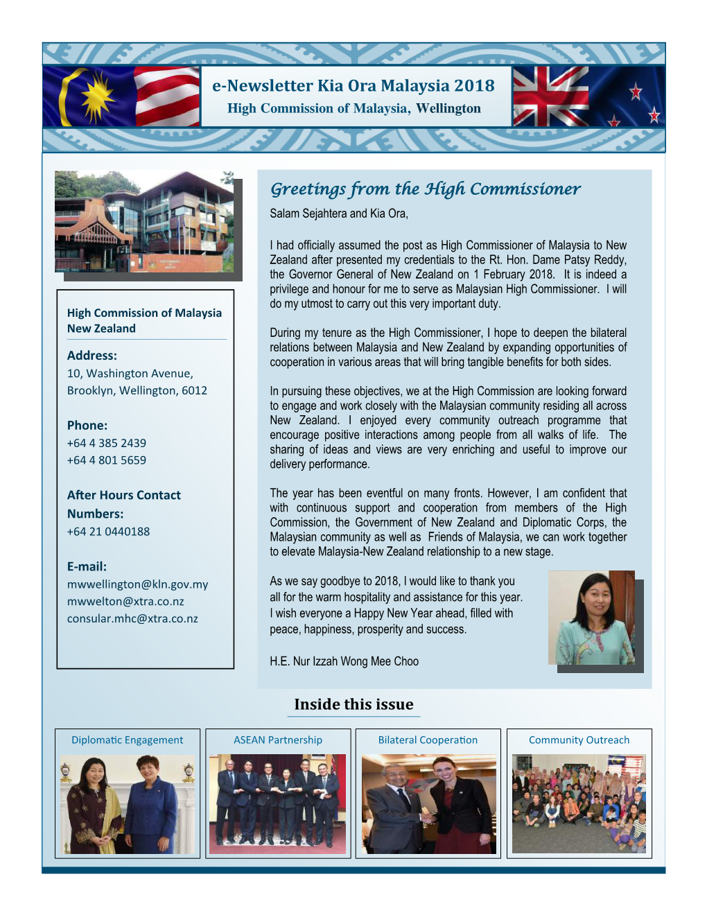 E-Newsletter Kia Ora Malaysia 2018 High Commission of Malaysia, Wellington