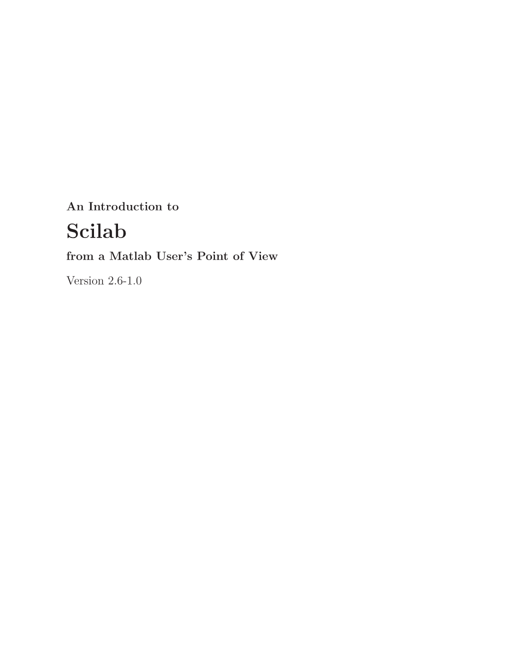Scilab from a Matlab User’S Point of View