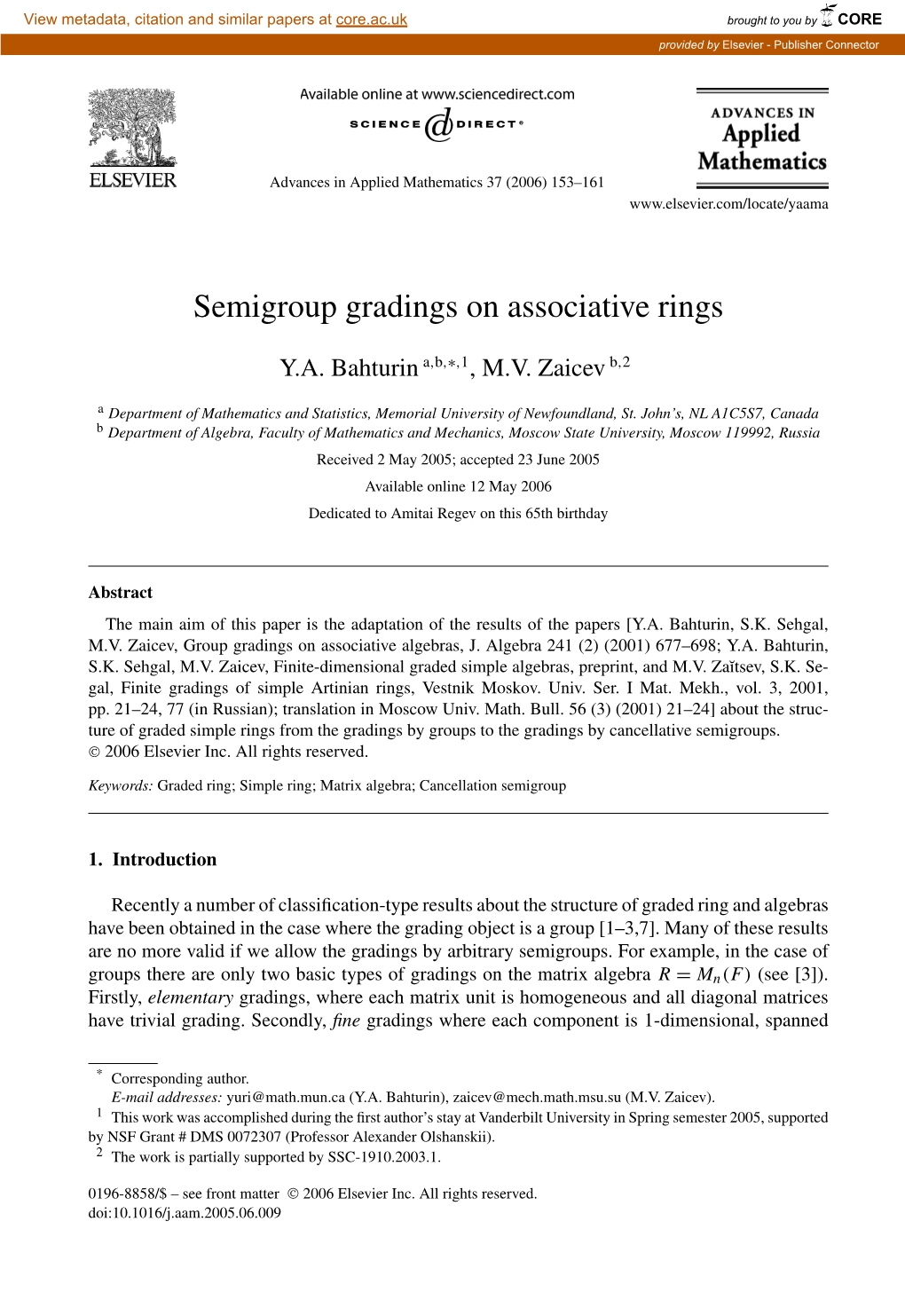 Semigroup Gradings on Associative Rings