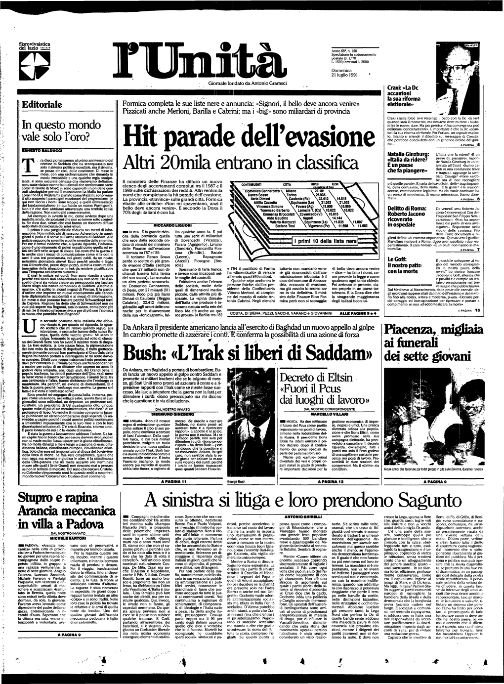 Hit Parade Dell'evasione No" a PAGINA 5 Muro BALDUCCI Natalia Ginzbnira: L'italia Che Fa Ndere? «È Un Paese Da Piangere», Rispon­