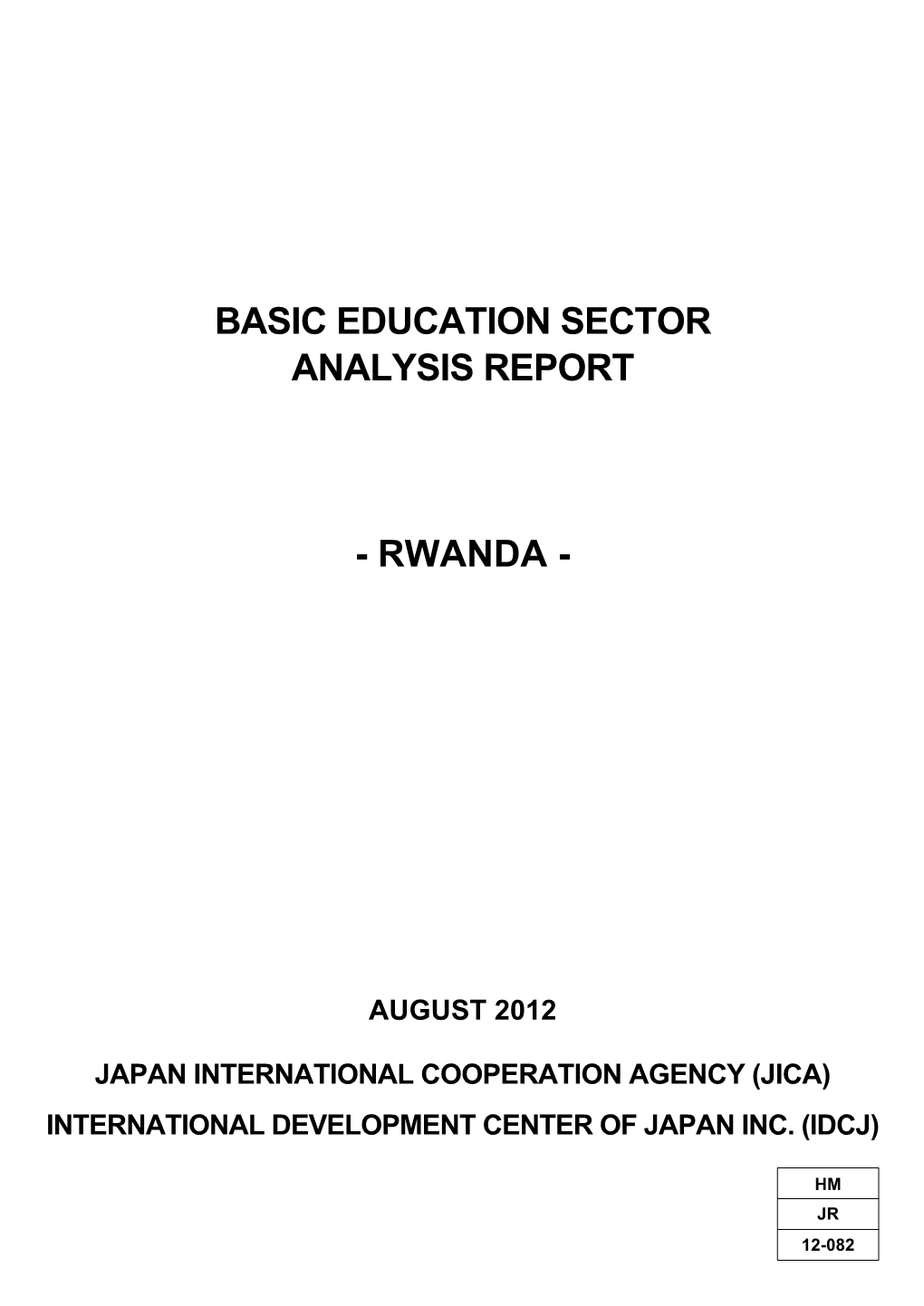 Basic Education Sector Analysis Report