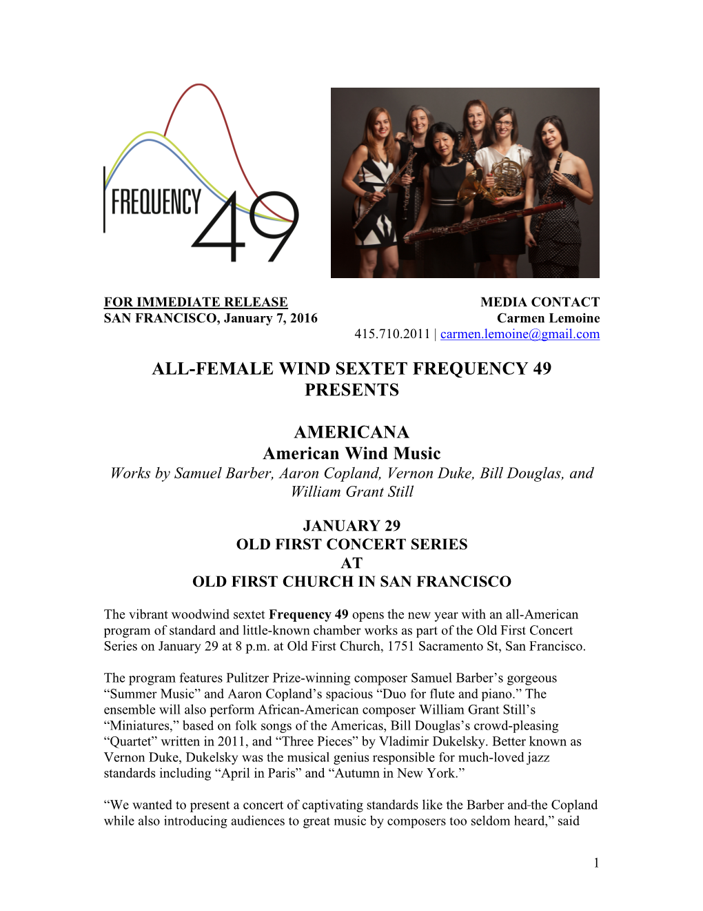 All-Female Wind Sextet Frequency 49 Presents