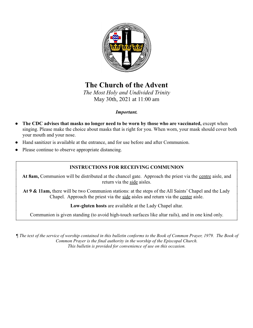 The Most Holy and Undivided Trinity May 30Th, 2021 at 11:00 Am