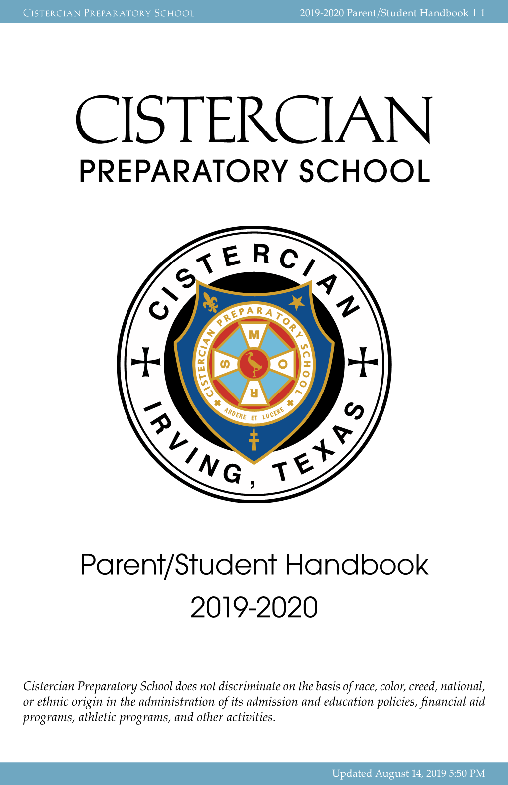 Cistercian Preparatory School 2019-2020 Parent/Student Handbook | 1