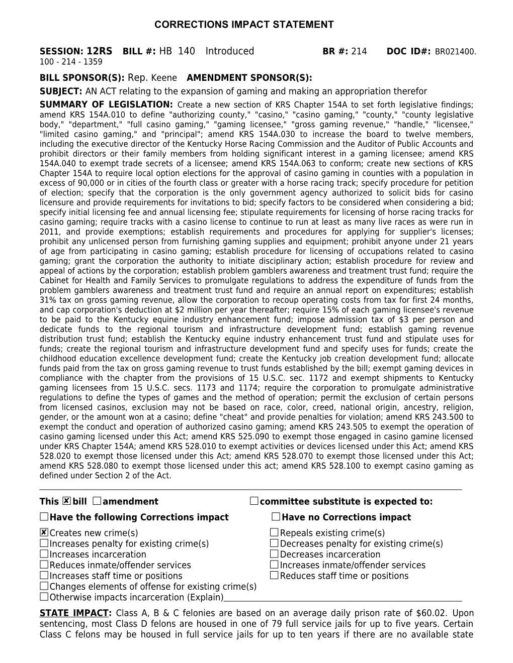 Corretions Impact Statement s3