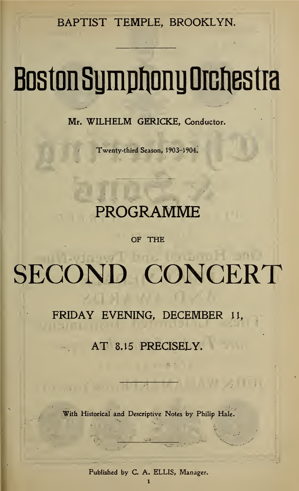 Boston Symphony Orchestra Concert Programs, Season 23,1903-1904, Trip