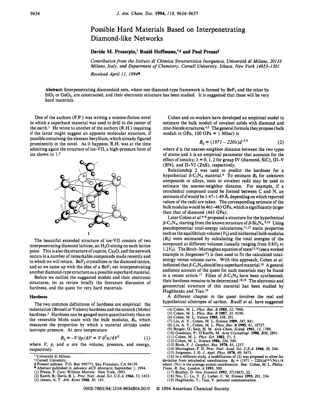 Possible Hard Materials Based on Interpenetrating Diamond-Like Networks