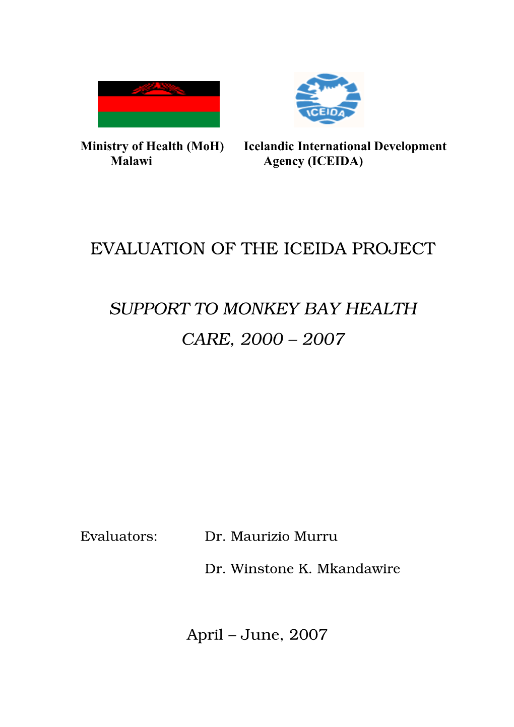 Evaluation of the Iceida Project Support to Monkey Bay Health Care