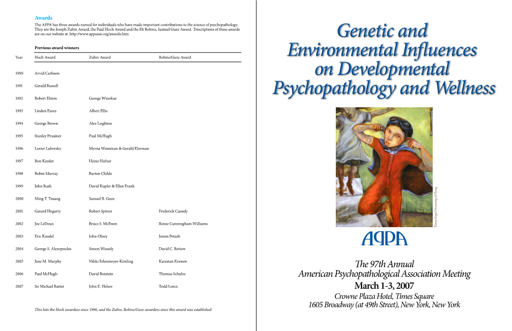 The 97Th Annual American Psychopathological Association