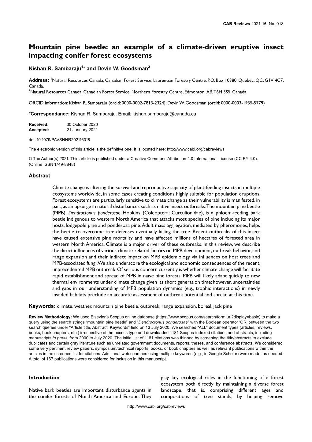 Mountain Pine Beetle: an Example of a Climate-Driven Eruptive Insect Impacting Conifer Forest Ecosystems