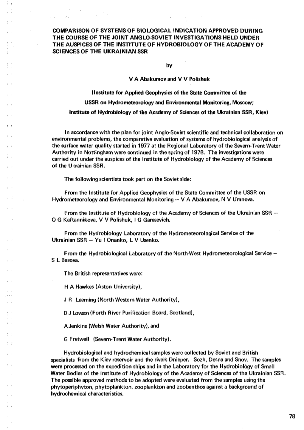 Comparison of Systems of Biological Indication