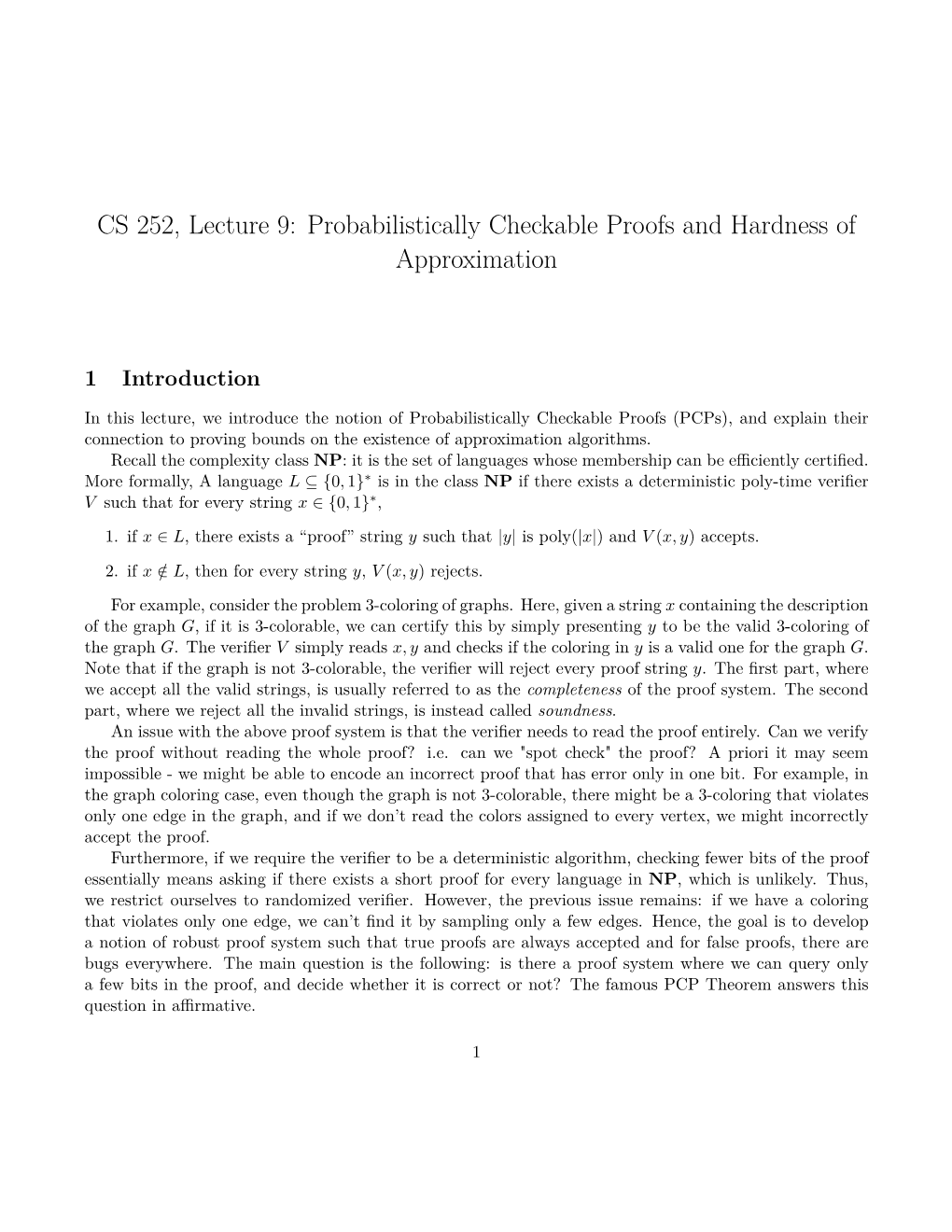 Probabilistically Checkable Proofs and Hardness of Approximation