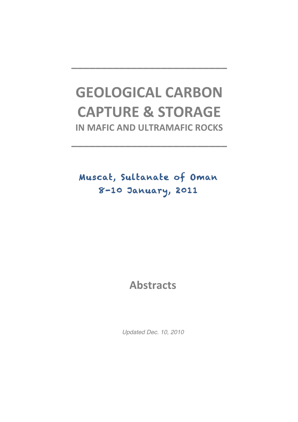Geological Carbon Capture & Storage