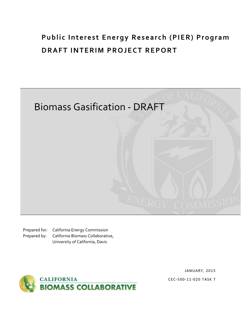 Biomass Gasification ‐ DRAFT