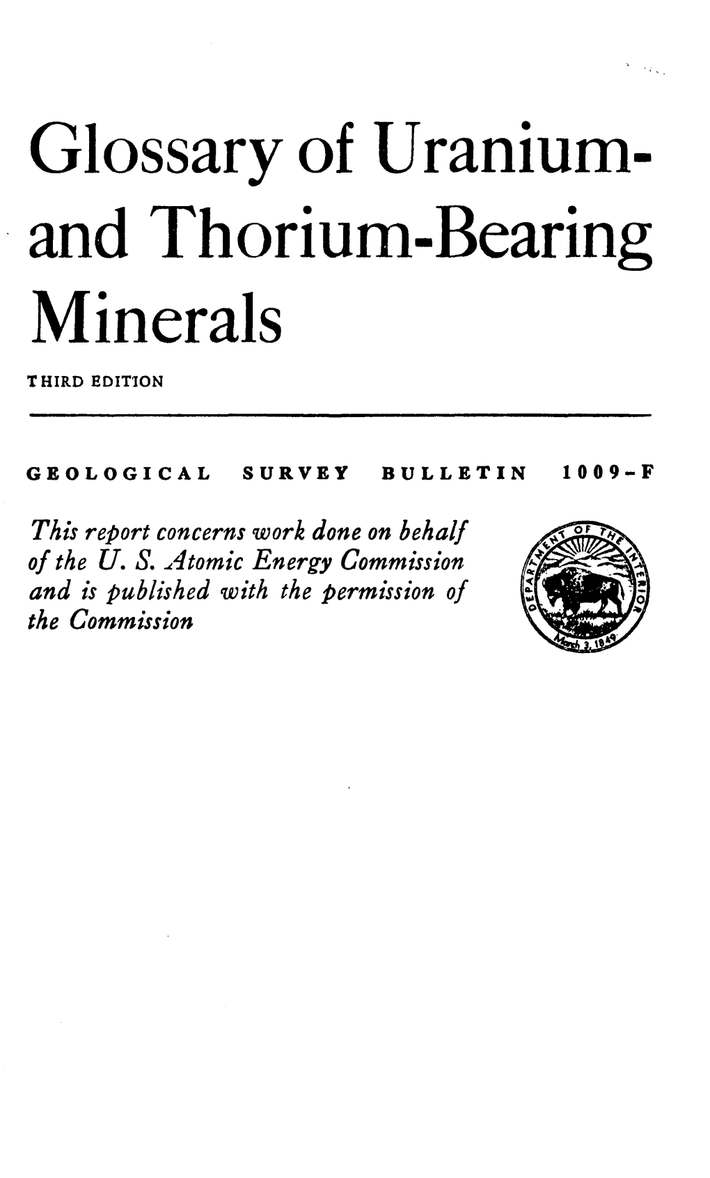 Glossary of Uranium- and Thorium-Bearing Minerals THIRD EDITION