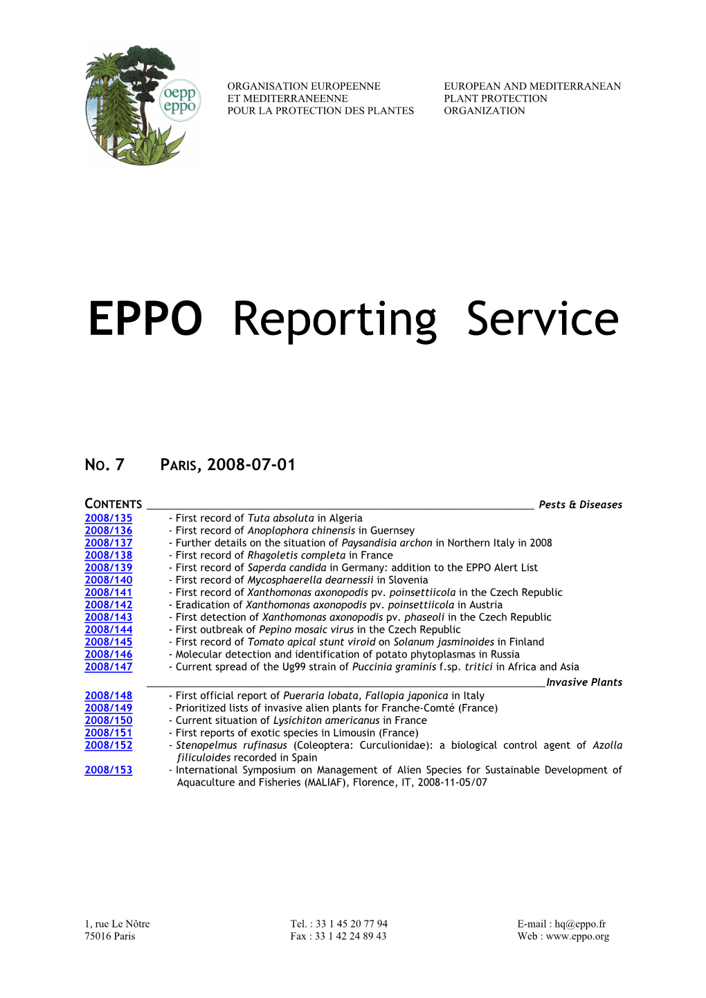 EPPO Reporting Service