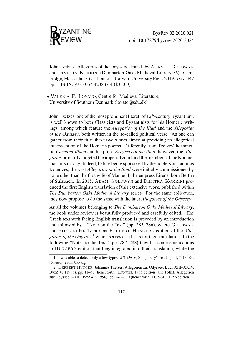 Byzrev 02.2020.021 Doi: 10.17879/Byzrev-2020-3024 John