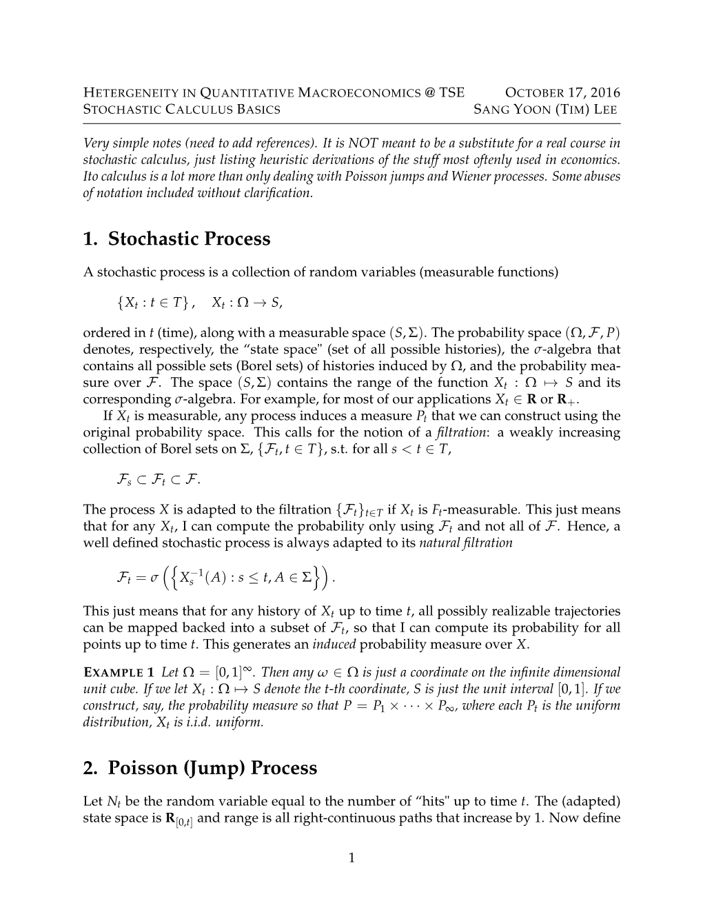 1. Stochastic Process 2. Poisson