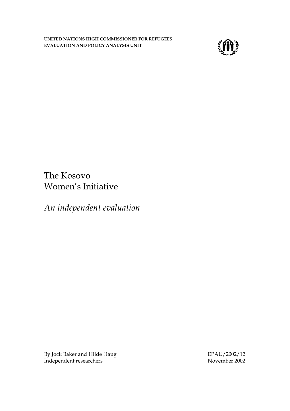 The Kosovo Women's Initiative an Independent Evaluation