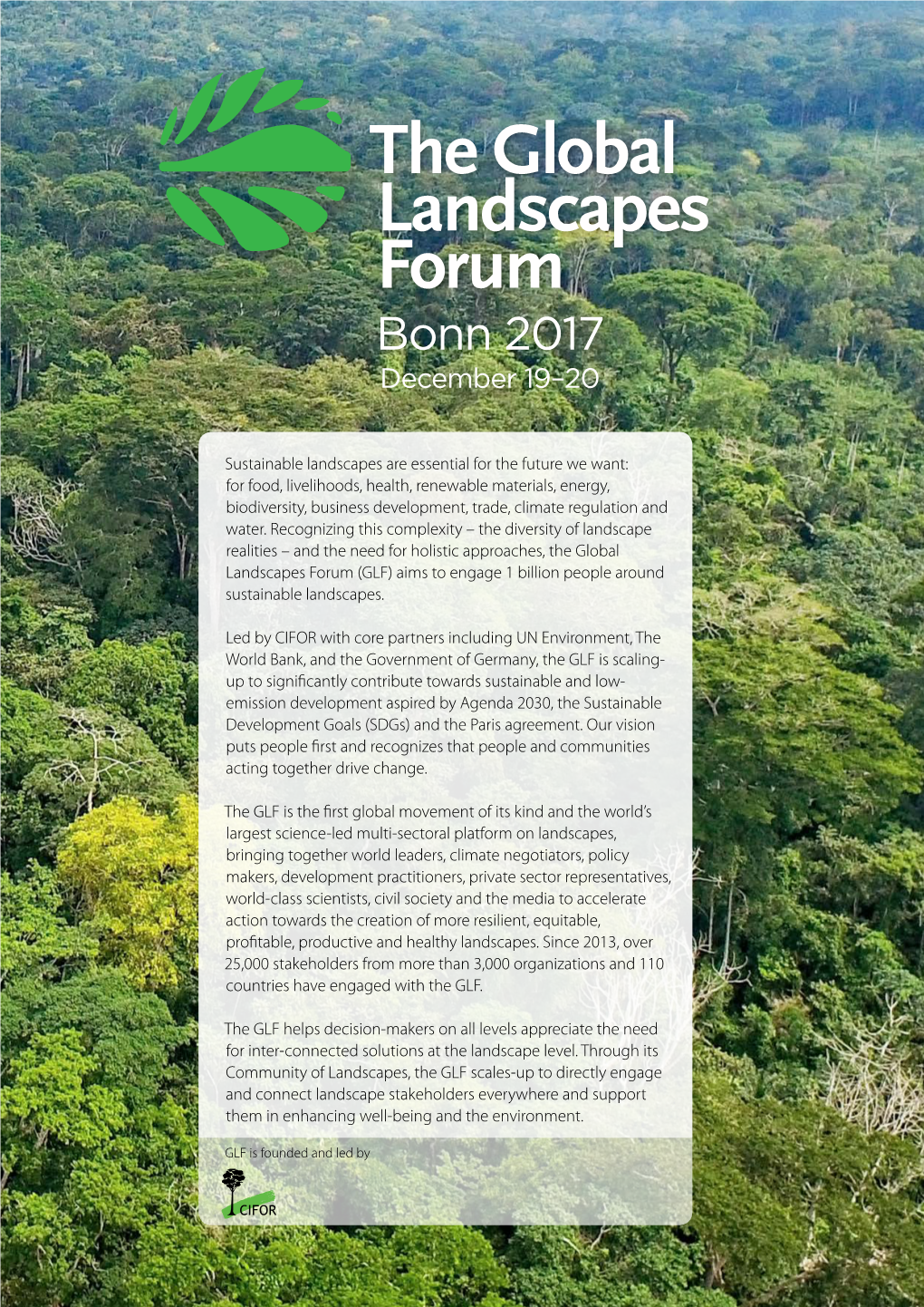 The Global Landscapes Forum Bonn 2017 December 19–20