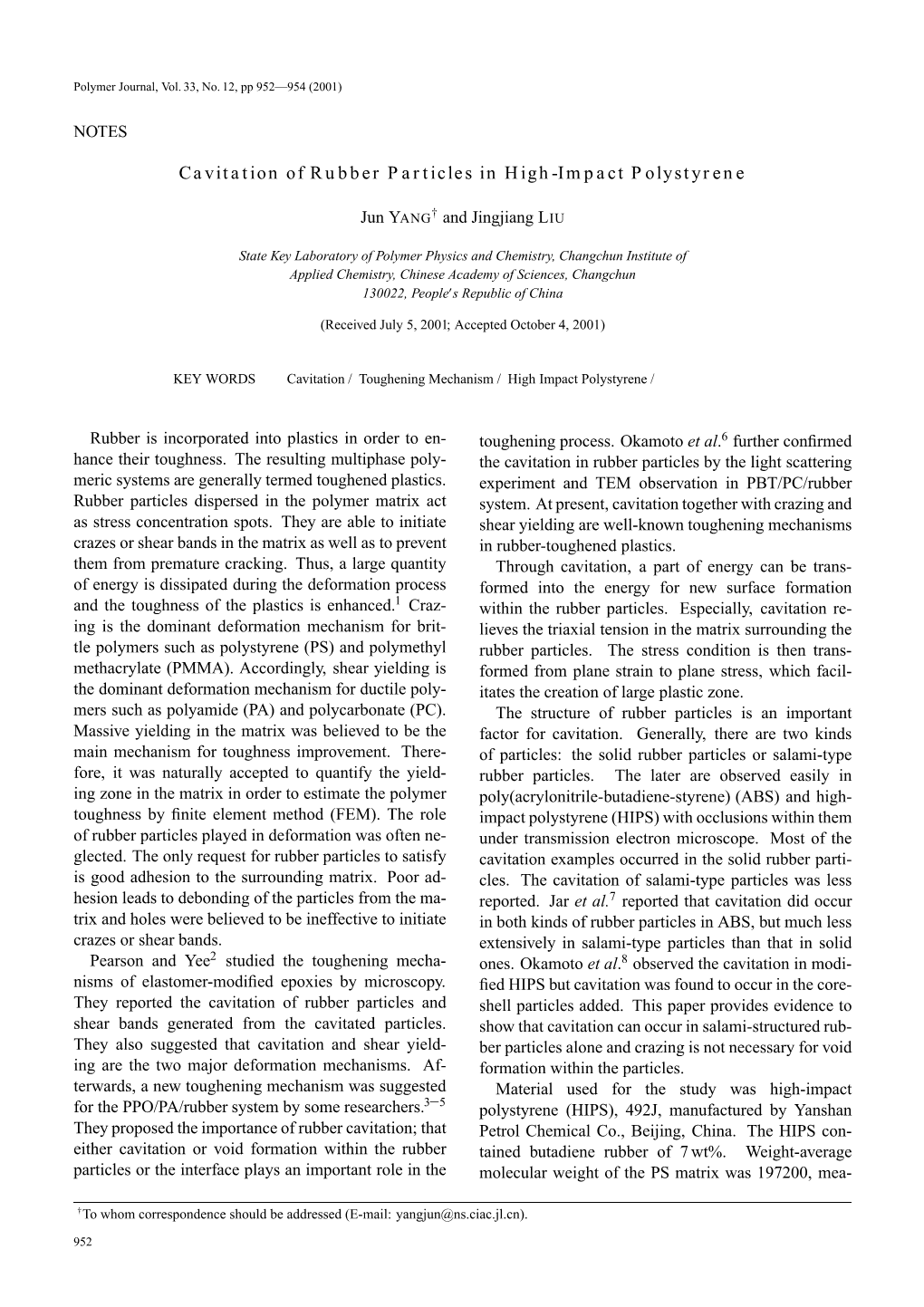 Cavitation of Rubber Particles in High-Impact Polystyrene