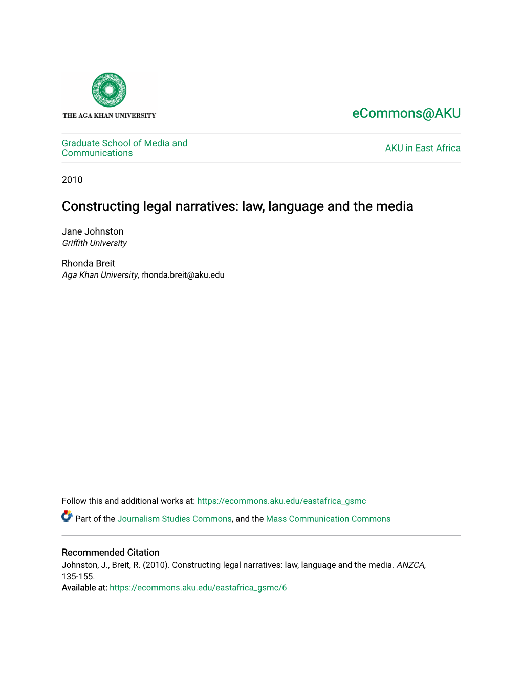 Constructing Legal Narratives: Law, Language and the Media