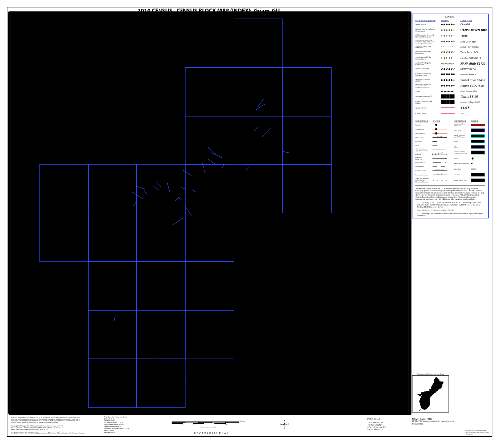 CENSUS BLOCK MAP (INDEX): Guam, GU 145.074101E LEGEND SYMBOL DESCRIPTION SYMBOL LABEL STYLE International CANADA