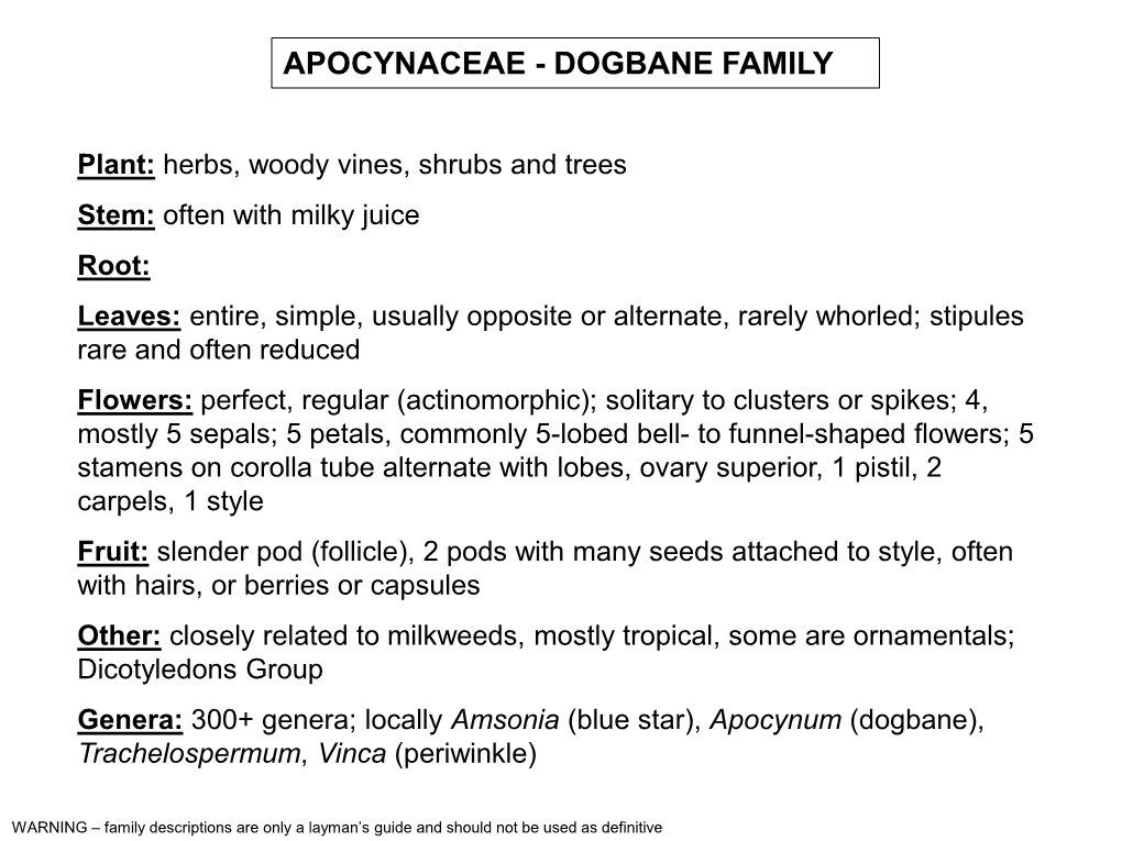 Dogbane Family