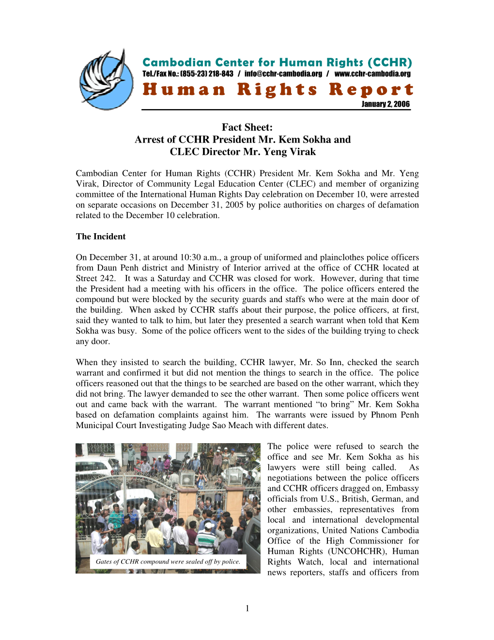 CCHR Report on the Arrests of Kem Sokha and Yeng Virak