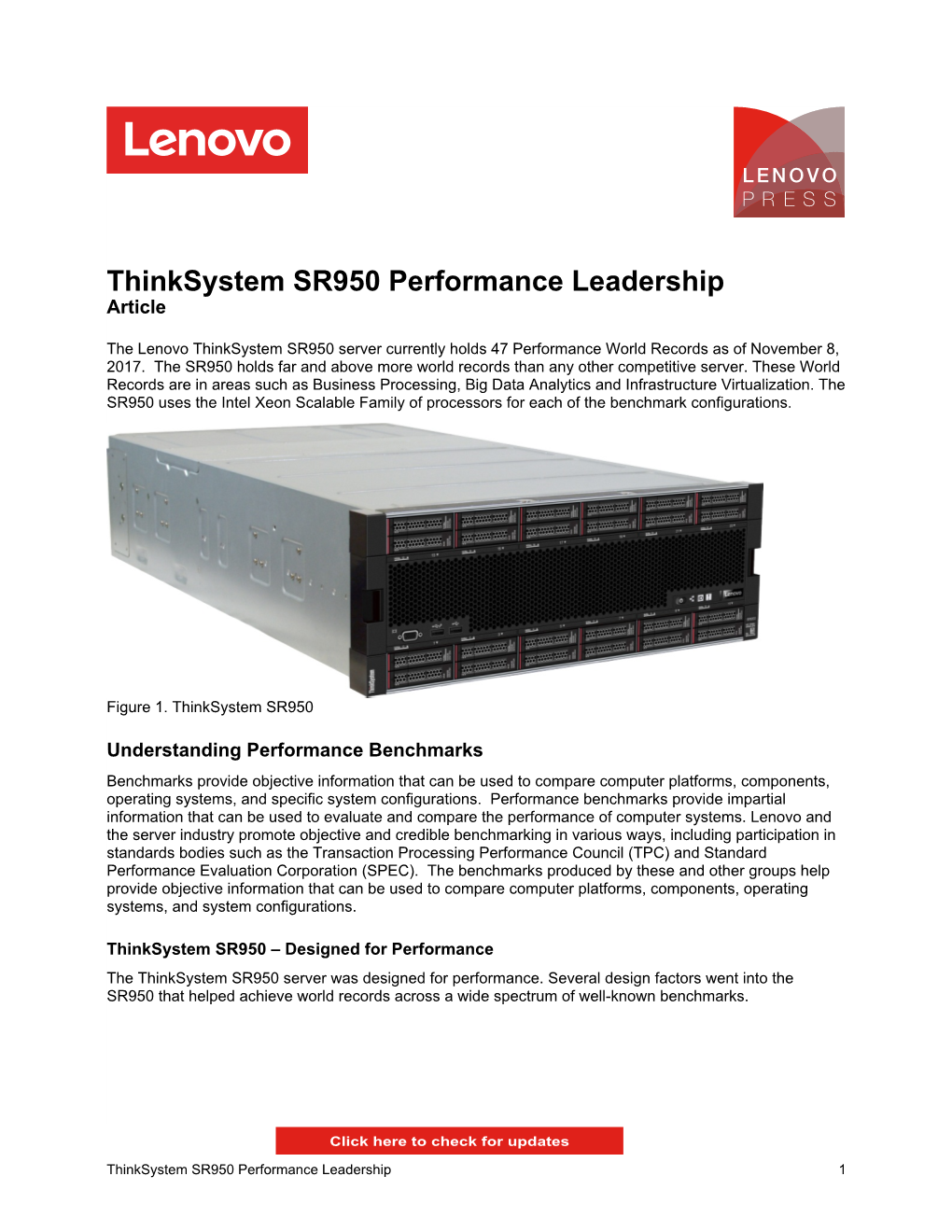 Thinksystem SR950 Performance Leadership Article