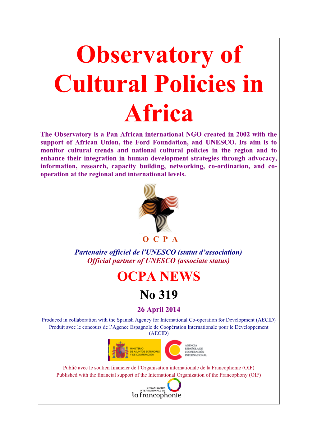 Observatory of Cultural Policies in Africa s2