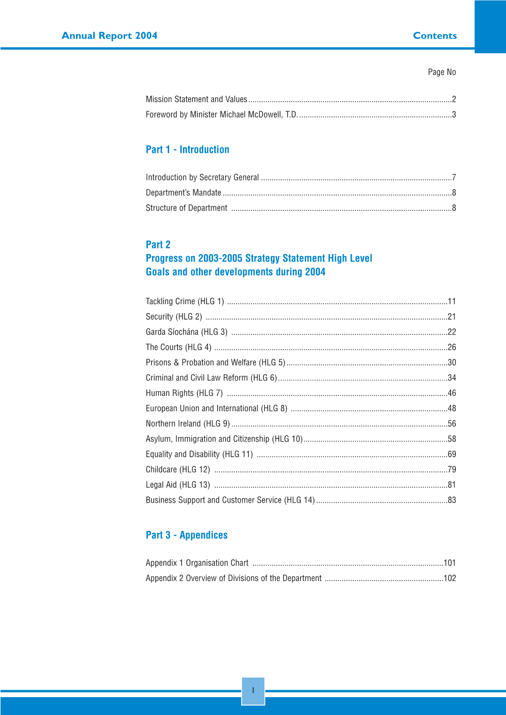 Department of Justice, Equality and Law Reform Annual Report 2004