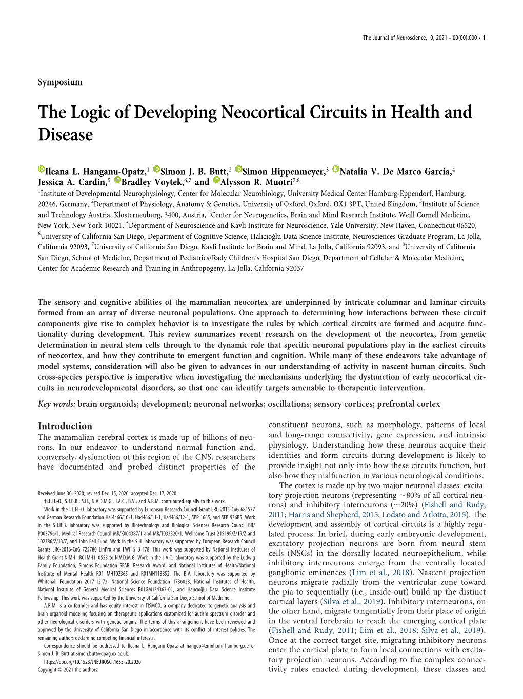 The Logic of Developing Neocortical Circuits in Health and Disease