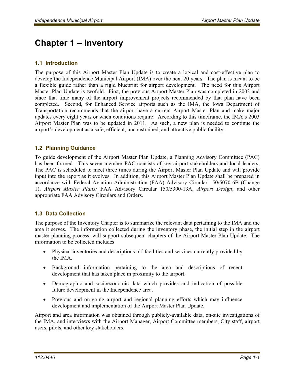 Airport Master Plan Chapter 1