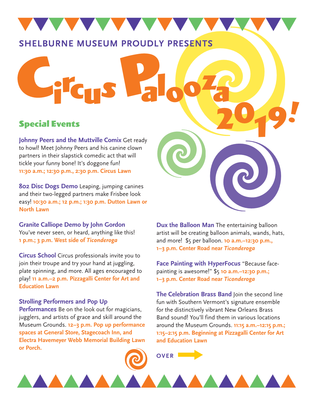 2019 Circus Palooza Schedule!