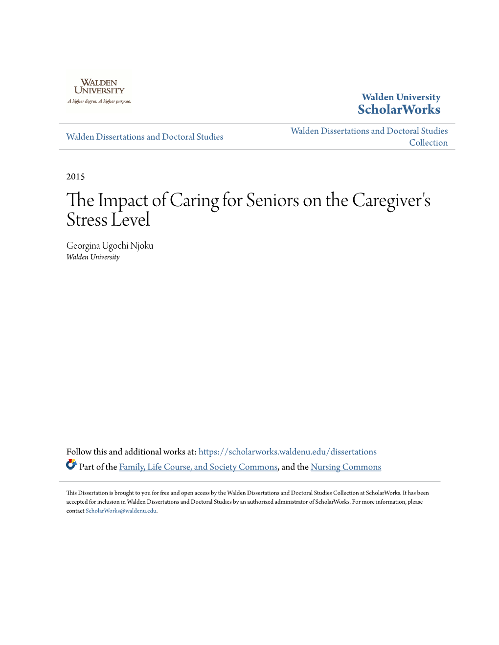 The Impact of Caring for Seniors on the Caregiver's Stress Level