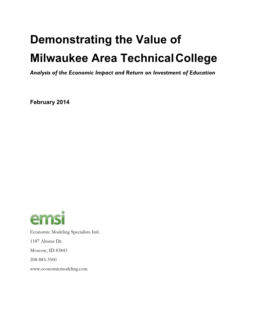 Demonstrating the Value of Milwaukee Area Technicalcollege
