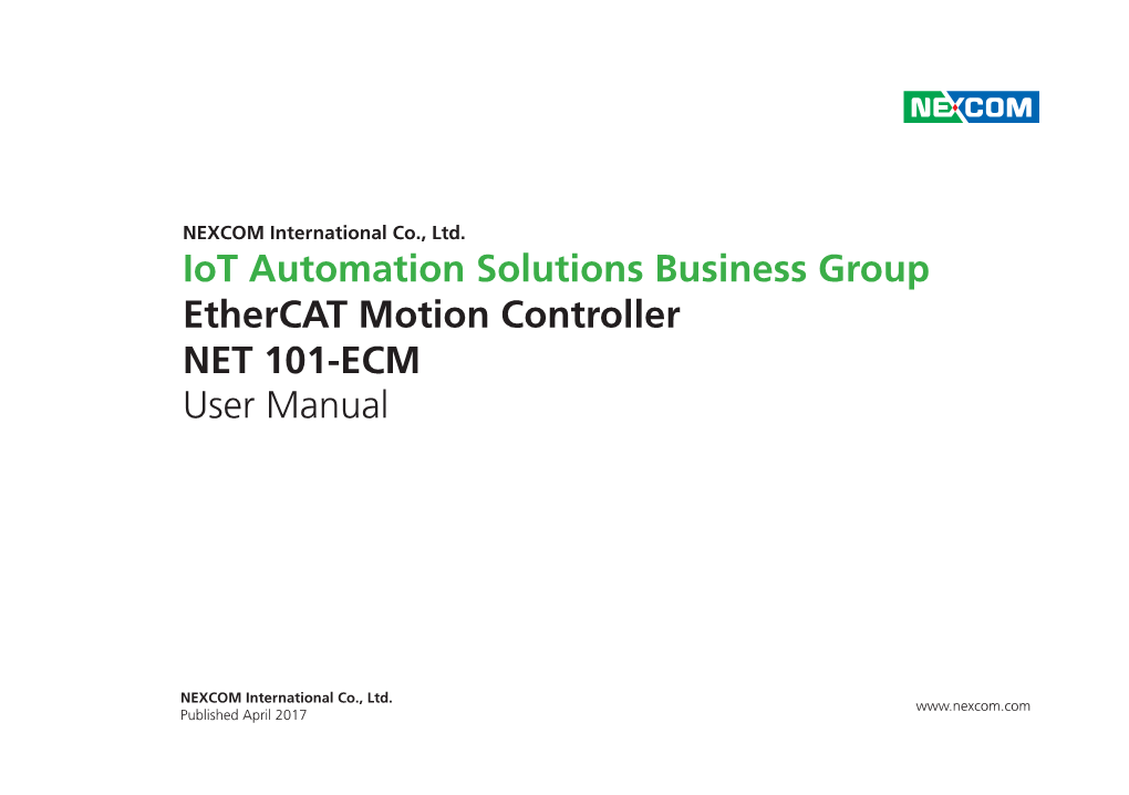 Iot Automation Solutions Business Group Ethercat Motion Controller NET 101-ECM User Manual
