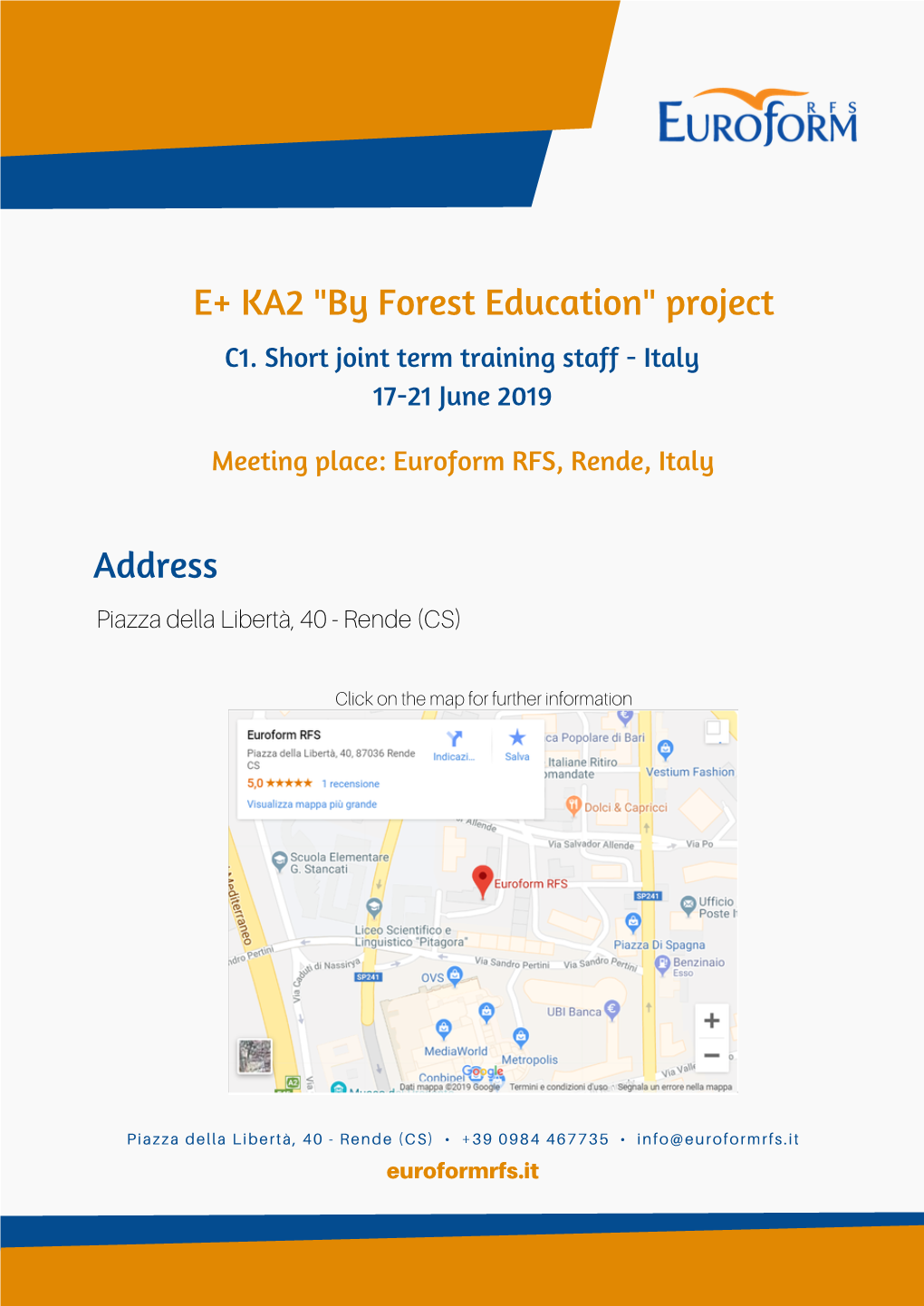 Address E+ KA2 "By Forest Education" Project