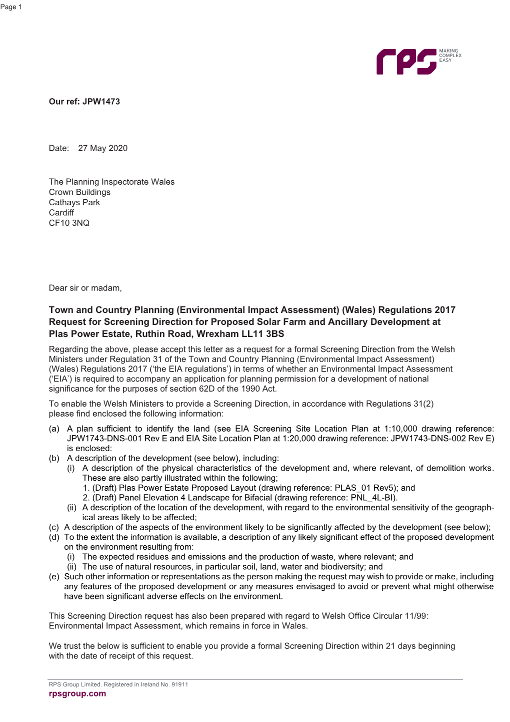 Town and Country Planning (Environmental Impact Assessment