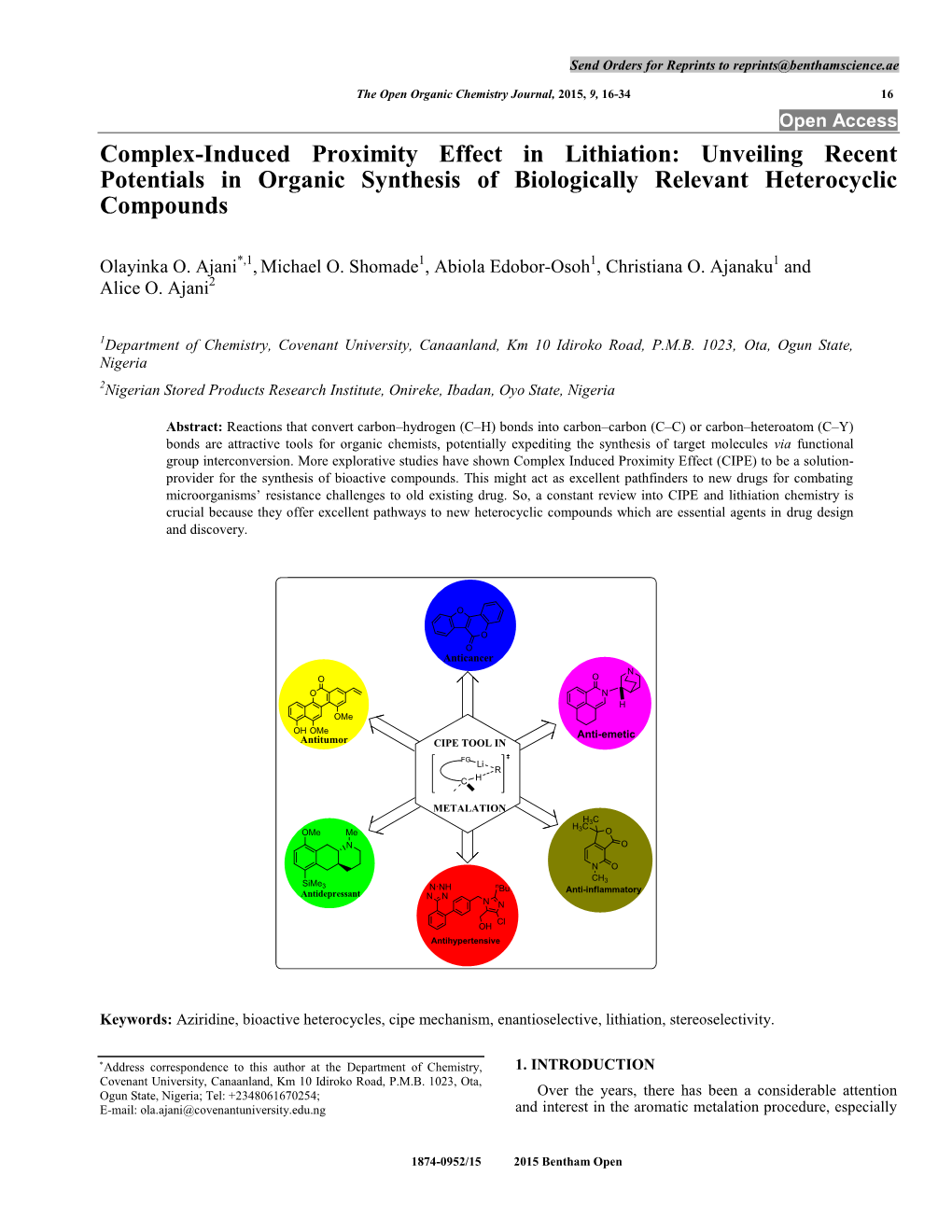 Complex-Induced Proximity Effect in Lithiation: Unveiling Recent Potentials in Organic Synthesis of Biologically Relevant Heterocyclic Compounds